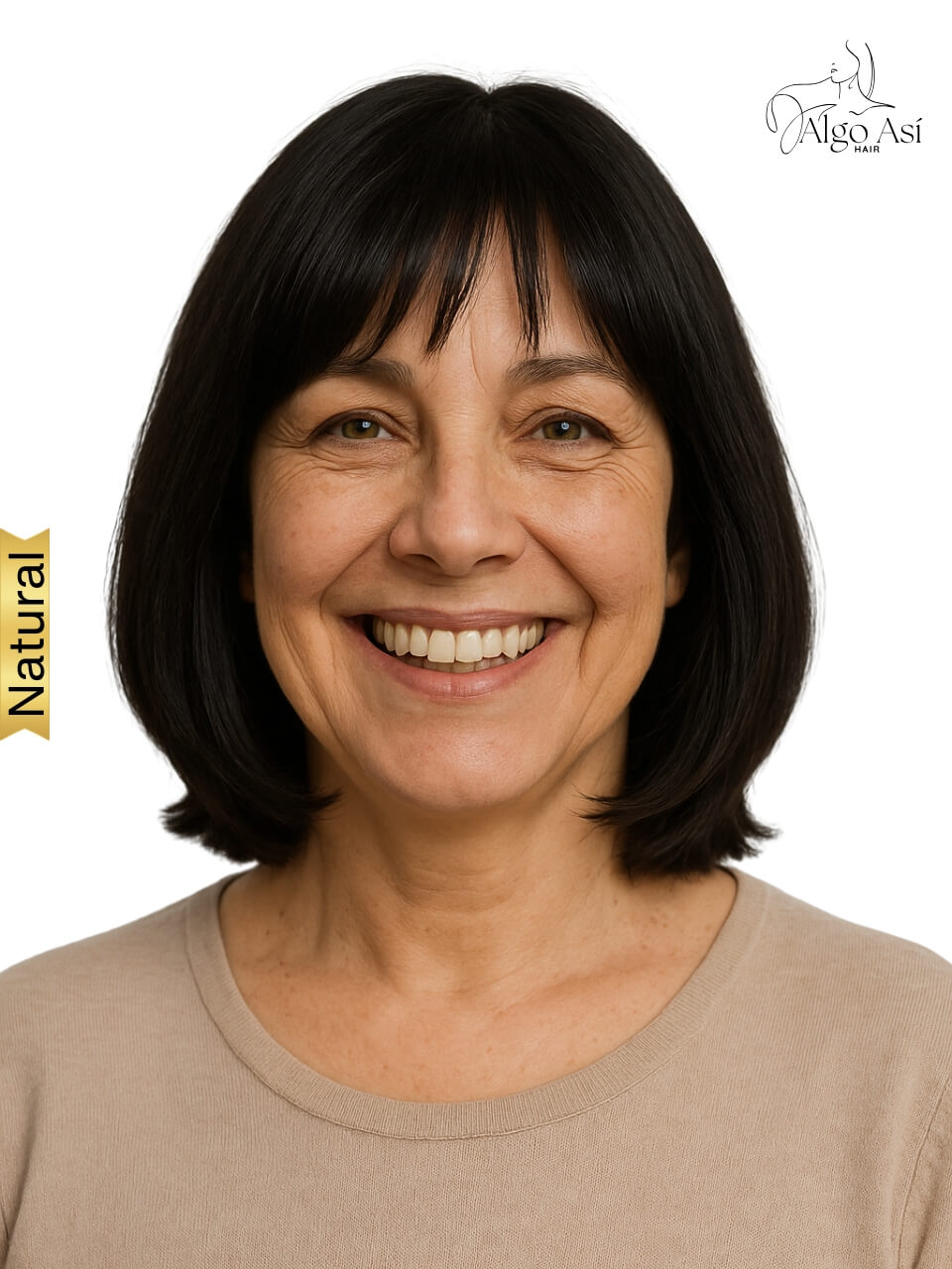 Mini Topper Natural Olivia Portada Tupé cabbello natural, prótesis de cabello humano